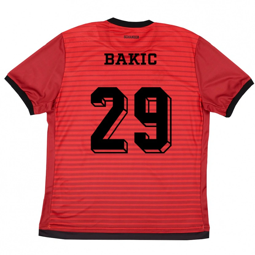 Danxen Bambino Maglia Edis Bakic #29 Rosso Nero Kit Gara Home 2025/26 Maglietta