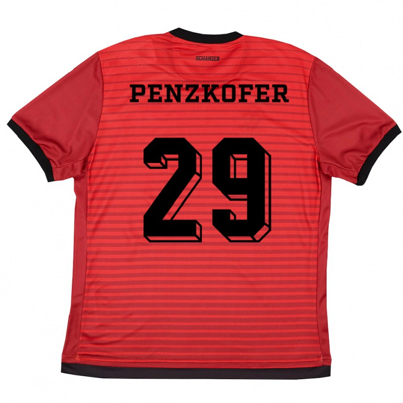 Danxen Bambino Maglia Nina Penzkofer #29 Rosso Nero Kit Gara Home 2025/26 Maglietta