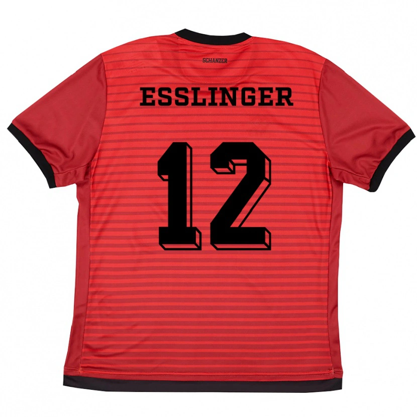 Danxen Bambino Maglia Rafael Eßlinger #12 Rosso Nero Kit Gara Home 2025/26 Maglietta