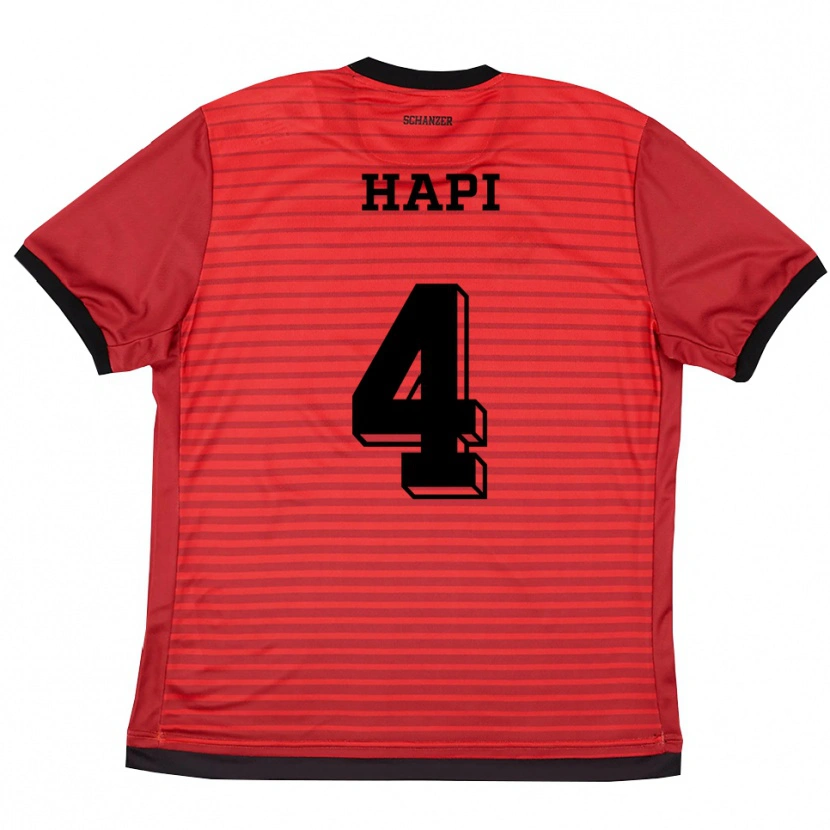 Danxen Bambino Maglia Faris Hapi #4 Rosso Nero Kit Gara Home 2025/26 Maglietta