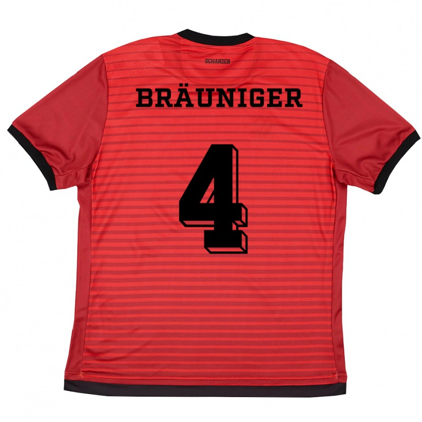 Danxen Bambino Maglia Sandor Bräuniger #4 Rosso Nero Kit Gara Home 2025/26 Maglietta