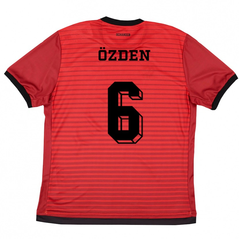 Danxen Bambino Maglia Mustafa Özden #6 Rosso Nero Kit Gara Home 2025/26 Maglietta