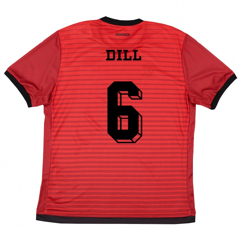 Danxen Bambino Maglia Fabio Dill #6 Rosso Nero Kit Gara Home 2025/26 Maglietta
