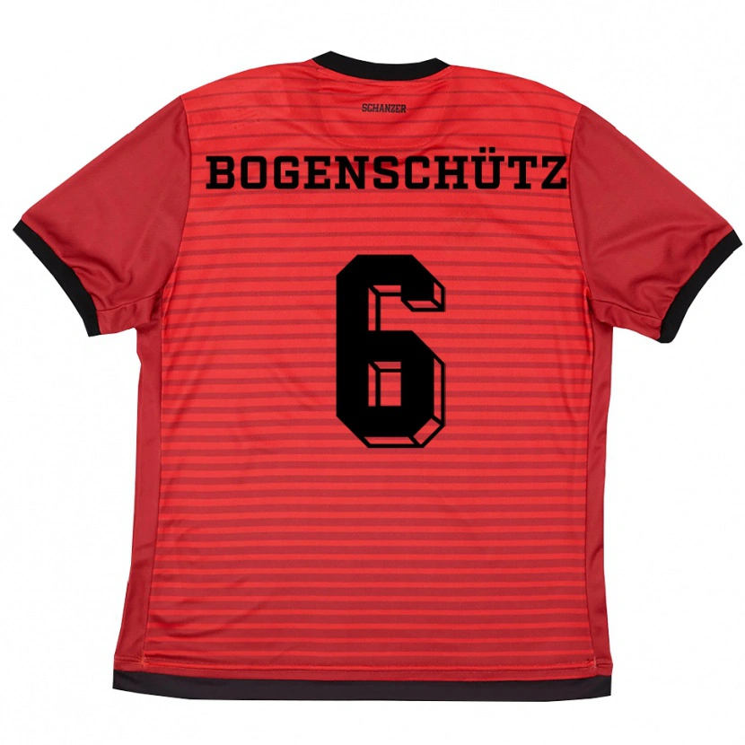 Danxen Bambino Maglia Kerstin Bogenschütz #6 Rosso Nero Kit Gara Home 2025/26 Maglietta