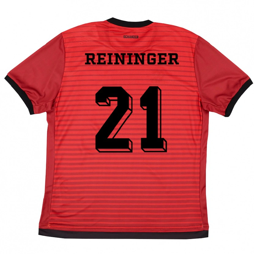 Danxen Bambino Maglia Pija Reininger #21 Rosso Nero Kit Gara Home 2025/26 Maglietta