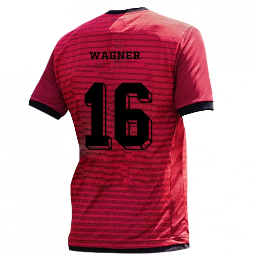 Danxen Bambino Maglia Maximilian Wagner #16 Rosso Nero Kit Gara Home 2025/26 Maglietta