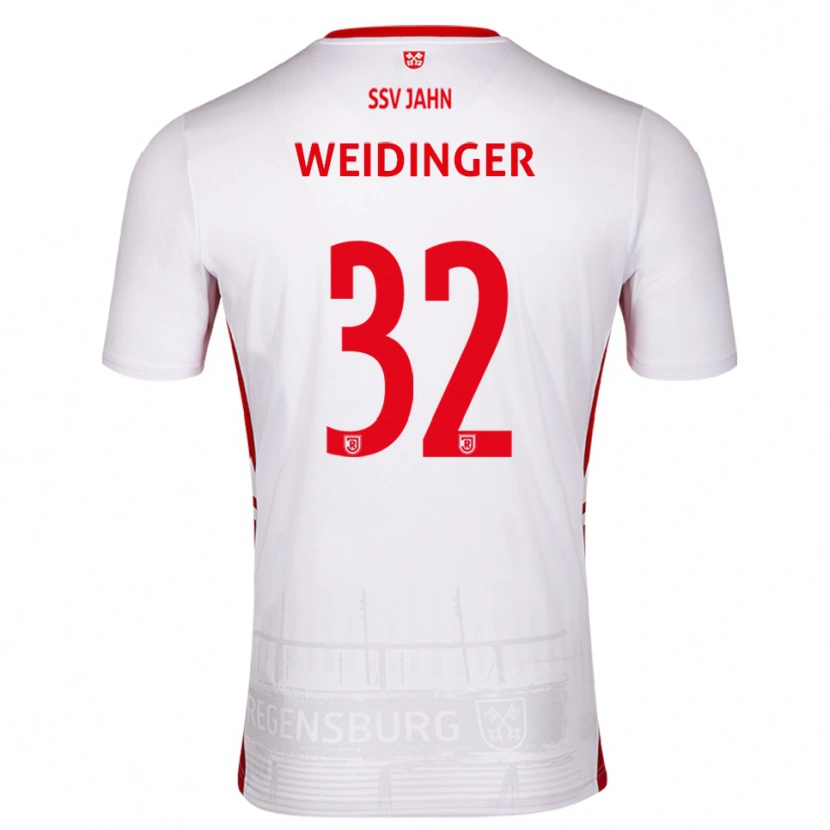 Danxen Bambino Maglia Alexander Weidinger #32 Bianco Rosso Kit Gara Home 2025/26 Maglietta