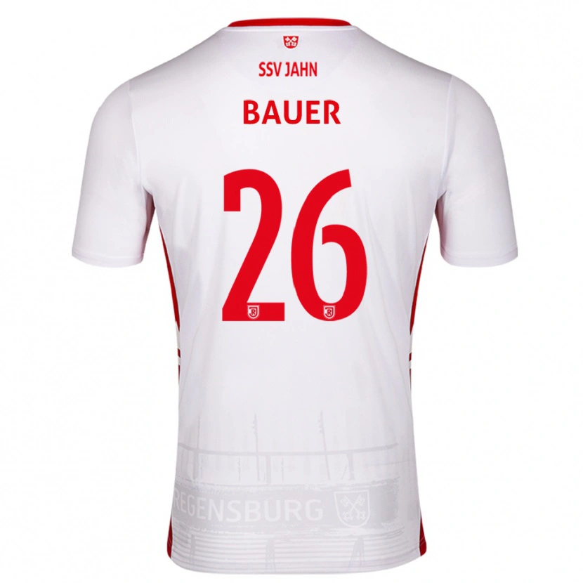 Danxen Bambino Maglia Benedikt Bauer #26 Bianco Rosso Kit Gara Home 2025/26 Maglietta