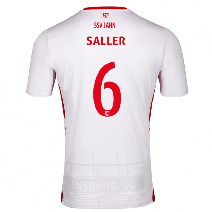 Danxen Bambino Maglia Benedikt Saller #6 Bianco Rosso Kit Gara Home 2025/26 Maglietta