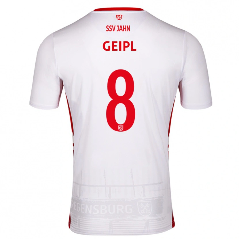 Danxen Bambino Maglia Andreas Geipl #8 Bianco Rosso Kit Gara Home 2025/26 Maglietta