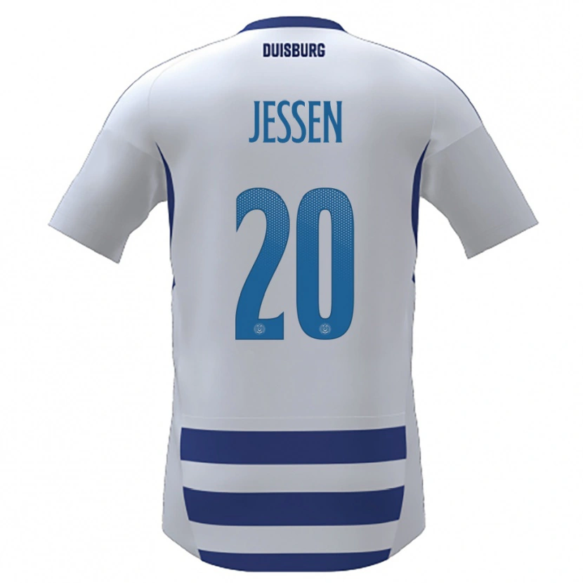 Danxen Bambino Maglia Niklas Jessen #20 Bianco Blu Kit Gara Home 2025/26 Maglietta
