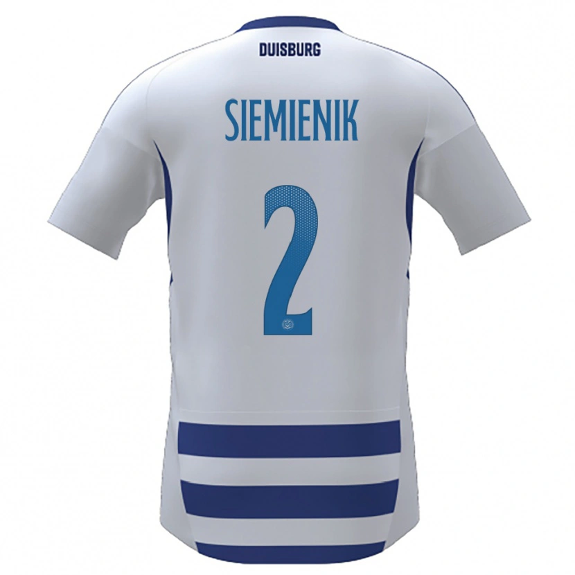 Danxen Bambino Maglia Fabian Siemienik #2 Bianco Blu Kit Gara Home 2025/26 Maglietta