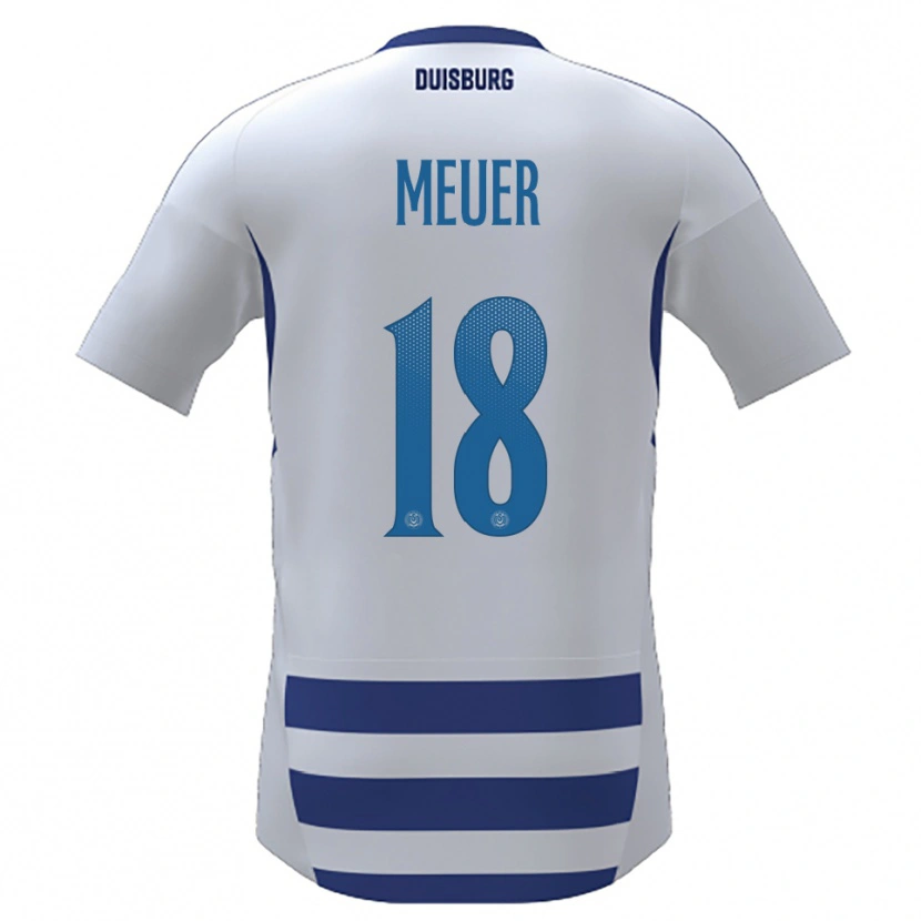 Danxen Bambino Maglia Steffen Meuer #18 Bianco Blu Kit Gara Home 2025/26 Maglietta