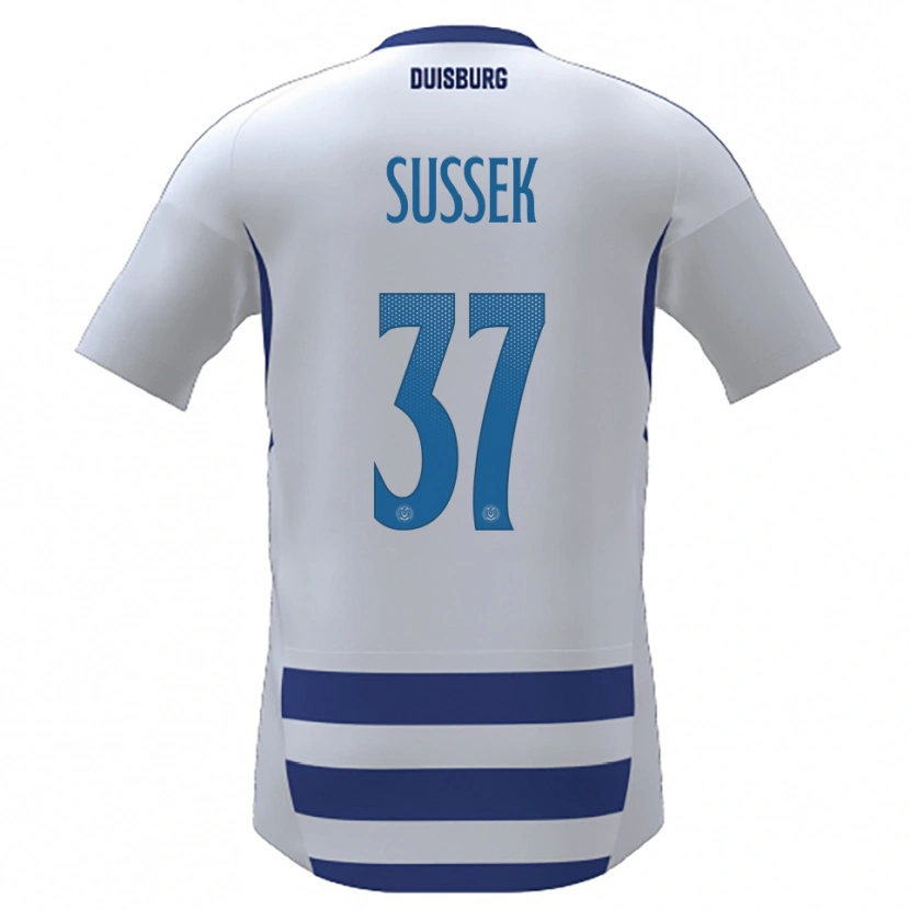 Danxen Bambino Maglia Patrick Sussek #37 Bianco Blu Kit Gara Home 2025/26 Maglietta