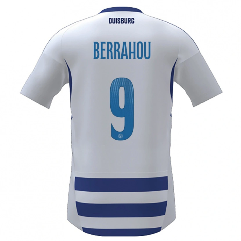 Danxen Bambino Maglia Mohammed Berrahou #9 Bianco Blu Kit Gara Home 2025/26 Maglietta