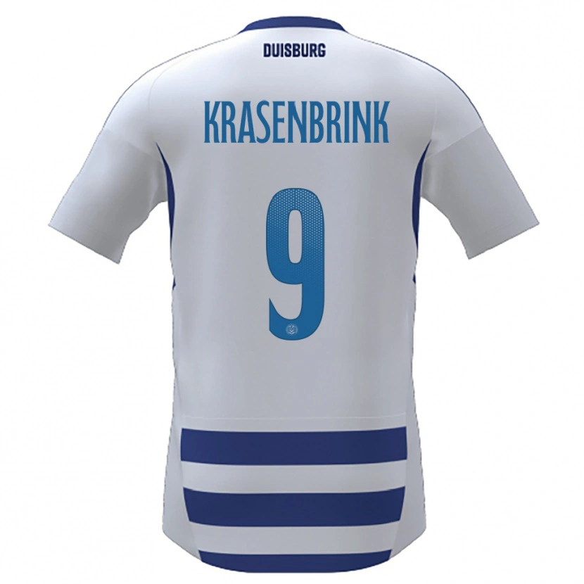 Danxen Bambino Maglia Hannes Krasenbrink #9 Bianco Blu Kit Gara Home 2025/26 Maglietta
