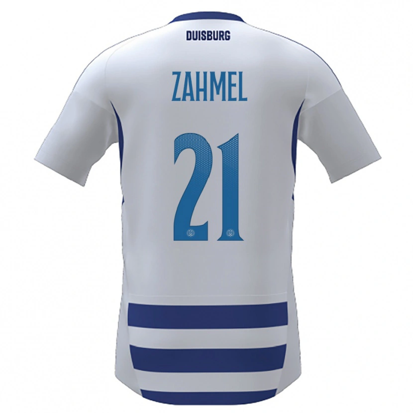 Danxen Bambino Maglia Jannik Zahmel #21 Bianco Blu Kit Gara Home 2025/26 Maglietta