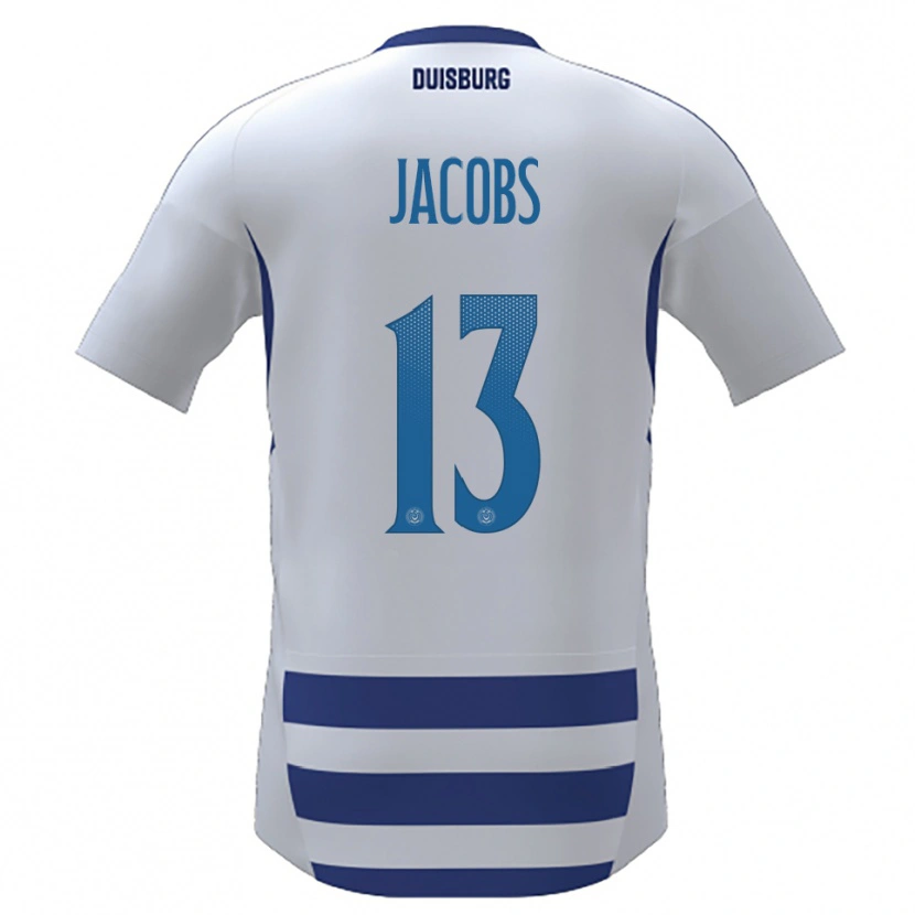 Danxen Bambino Maglia Jol Jacobs #13 Bianco Blu Kit Gara Home 2025/26 Maglietta