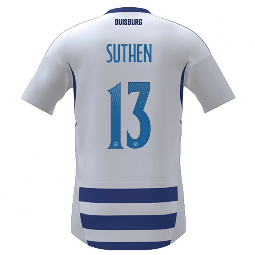 Danxen Bambino Maglia Dion Suthen #13 Bianco Blu Kit Gara Home 2025/26 Maglietta