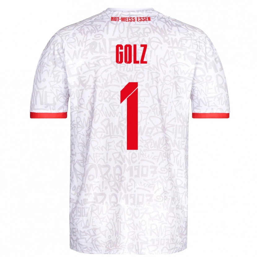 Danxen Bambino Maglia Jakob Golz #1 Bianco Rosso Kit Gara Home 2025/26 Maglietta