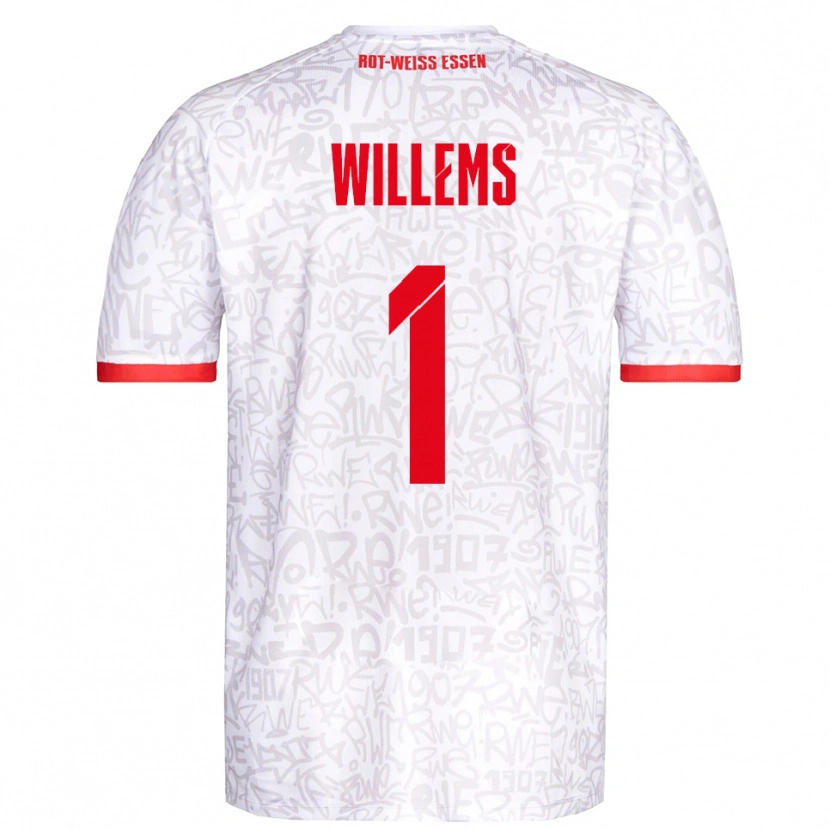Danxen Bambino Maglia Leon Willems #1 Bianco Rosso Kit Gara Home 2025/26 Maglietta