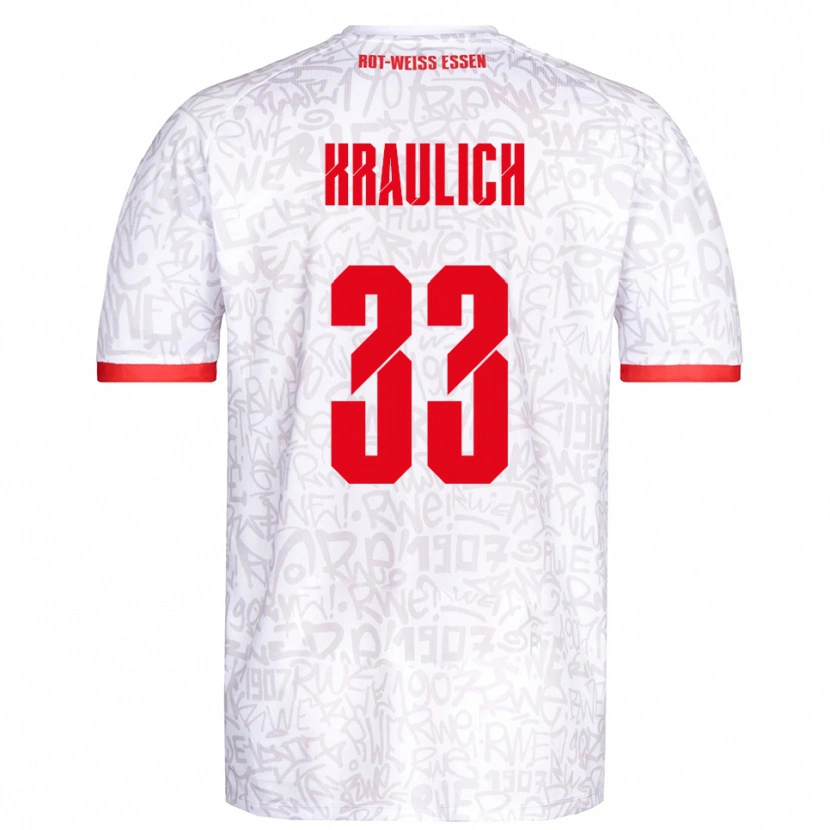 Danxen Bambino Maglia Tobias Kraulich #33 Bianco Rosso Kit Gara Home 2025/26 Maglietta