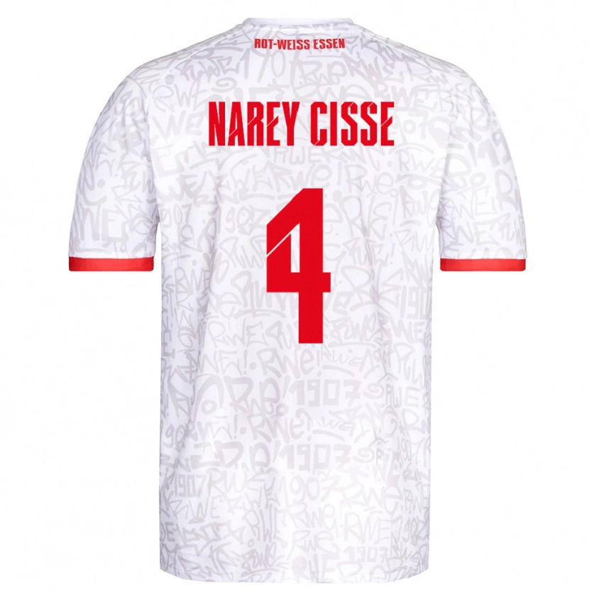 Danxen Bambino Maglia Ibrahim Narey Cisse #4 Bianco Rosso Kit Gara Home 2025/26 Maglietta