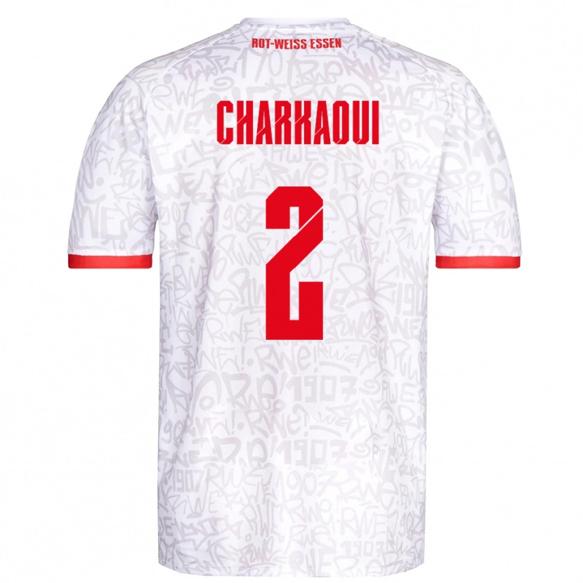 Danxen Bambino Maglia Bilal Charkaoui #2 Bianco Rosso Kit Gara Home 2025/26 Maglietta