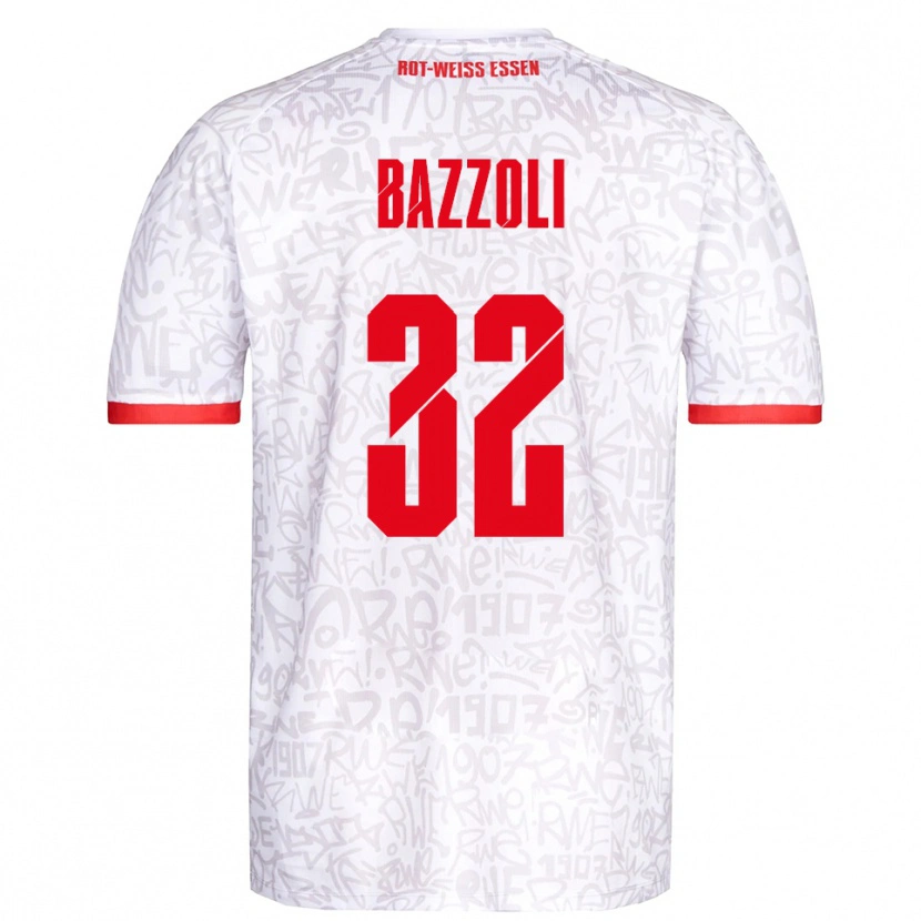 Danxen Bambino Maglia Luca Bazzoli #32 Bianco Rosso Kit Gara Home 2025/26 Maglietta