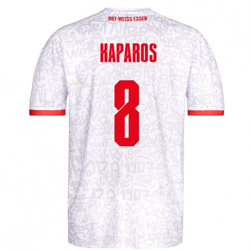 Danxen Bambino Maglia Jimmy Kaparos #8 Bianco Rosso Kit Gara Home 2025/26 Maglietta