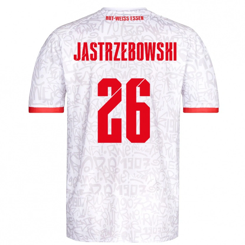 Danxen Bambino Maglia Oliver Jastrzebowski #26 Bianco Rosso Kit Gara Home 2025/26 Maglietta