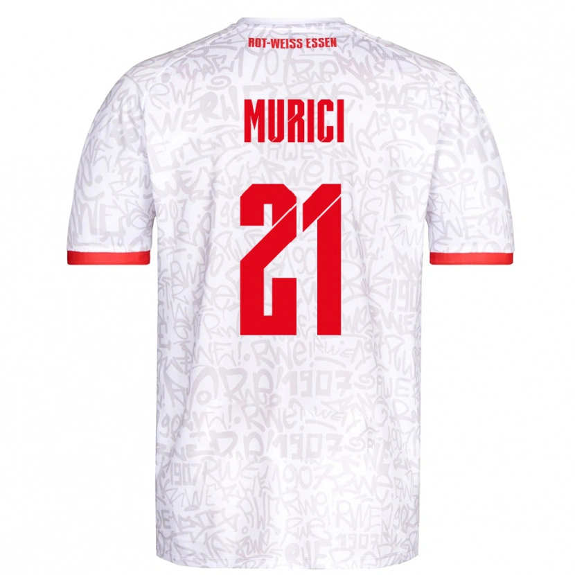 Danxen Bambino Maglia Leard Murici #21 Bianco Rosso Kit Gara Home 2025/26 Maglietta