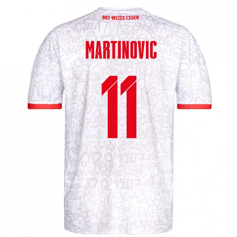 Danxen Bambino Maglia Dominik Martinovic #11 Bianco Rosso Kit Gara Home 2025/26 Maglietta
