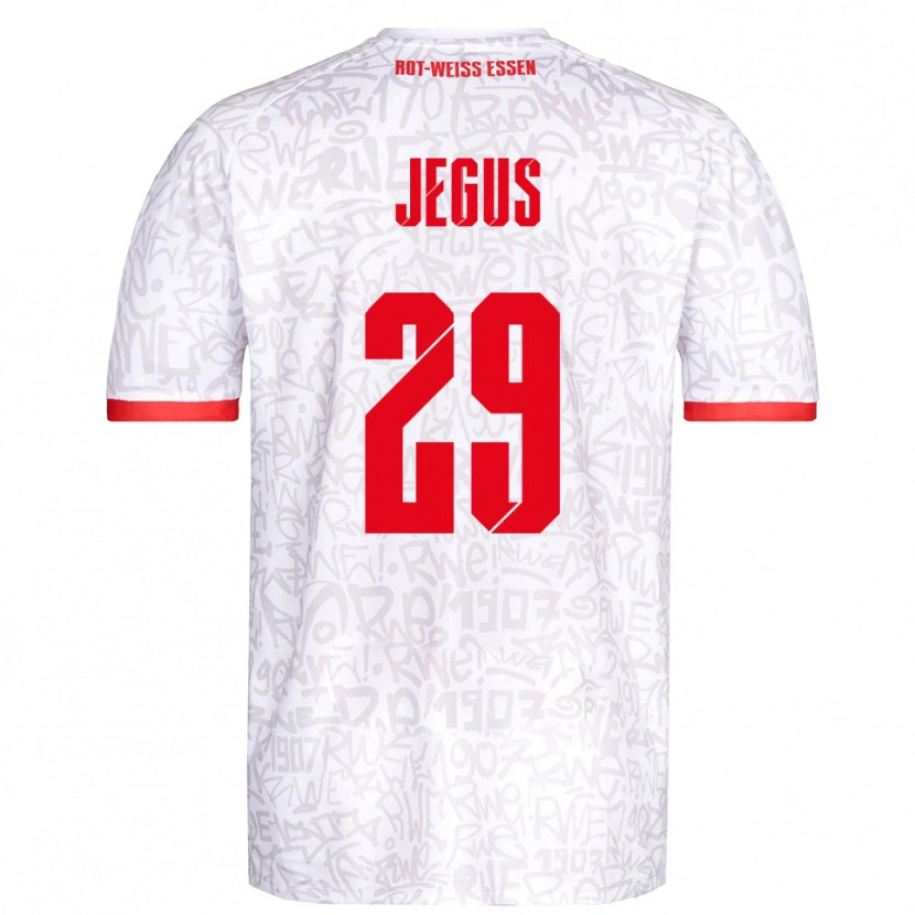 Danxen Bambino Maglia Leonard Jegus #29 Bianco Rosso Kit Gara Home 2025/26 Maglietta