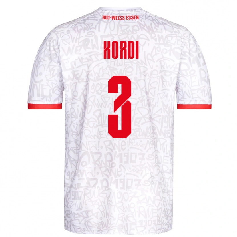 Danxen Bambino Maglia Artin Kordi #3 Bianco Rosso Kit Gara Home 2025/26 Maglietta