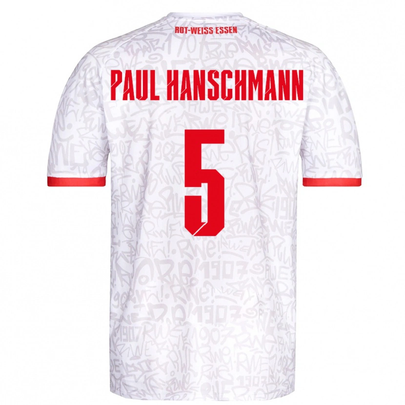 Danxen Bambino Maglia Theodor Paul Hanschmann #5 Bianco Rosso Kit Gara Home 2025/26 Maglietta