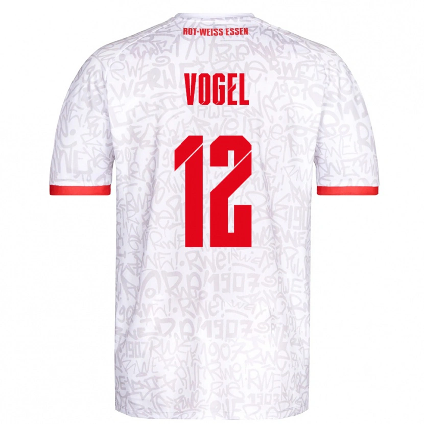 Danxen Bambino Maglia Colin Vogel #12 Bianco Rosso Kit Gara Home 2025/26 Maglietta
