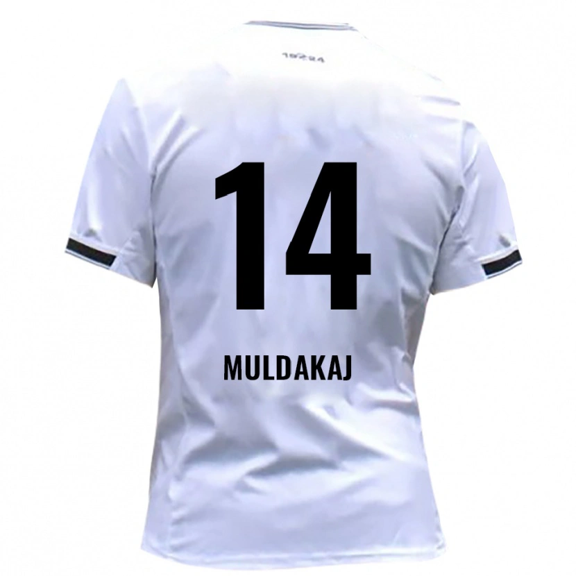 Danxen Bambino Maglia Ardit Muldakaj #14 Bianco Rosso Kit Gara Home 2025/26 Maglietta
