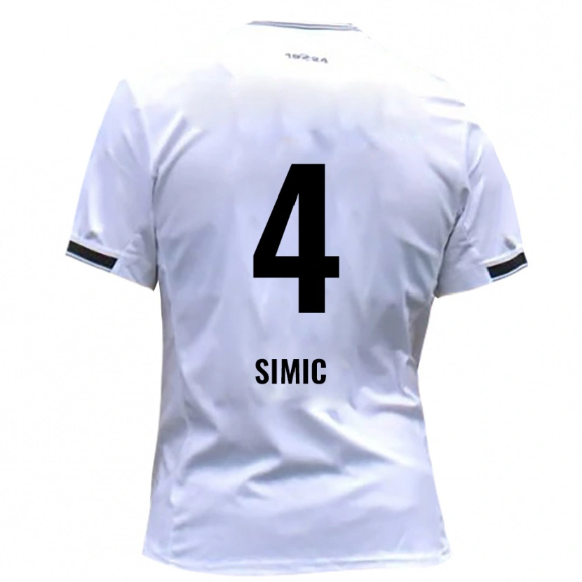 Danxen Bambino Maglia Dennis Simic #4 Bianco Rosso Kit Gara Home 2025/26 Maglietta