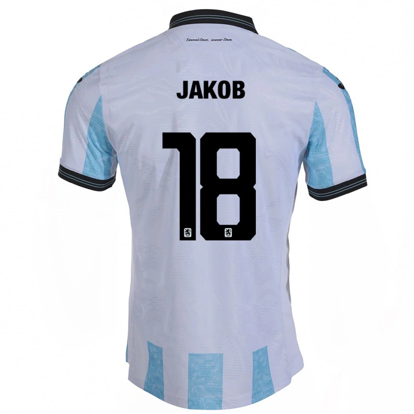 Danxen Bambino Maglia Kilian Jakob #18 Bianco Azzurro Kit Gara Home 2025/26 Maglietta