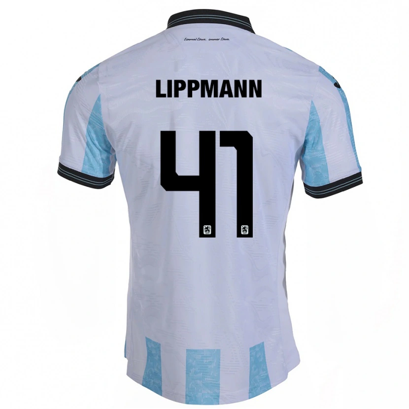 Danxen Bambino Maglia Clemens Lippmann #41 Bianco Azzurro Kit Gara Home 2025/26 Maglietta