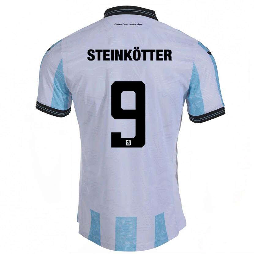 Danxen Bambino Maglia Justin Steinkötter #9 Bianco Azzurro Kit Gara Home 2025/26 Maglietta