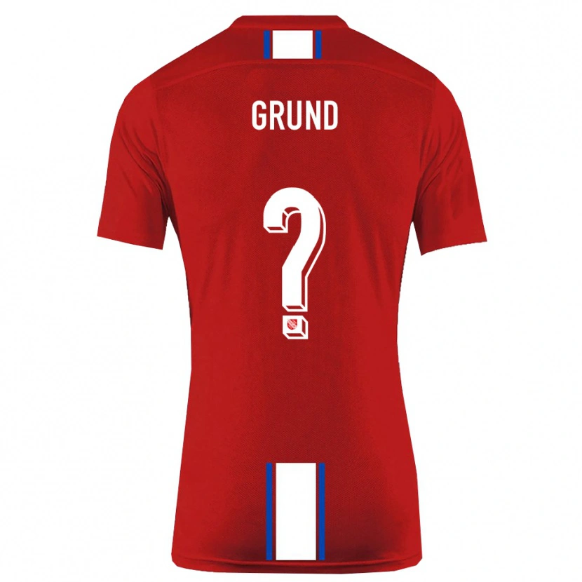 Danxen Bambino Maglia Niclas Grund #0 Rosso Bianco Kit Gara Home 2025/26 Maglietta