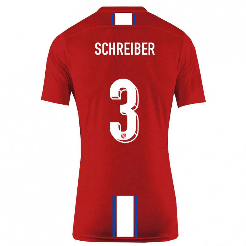 Danxen Bambino Maglia David Schreiber #3 Rosso Bianco Kit Gara Home 2025/26 Maglietta