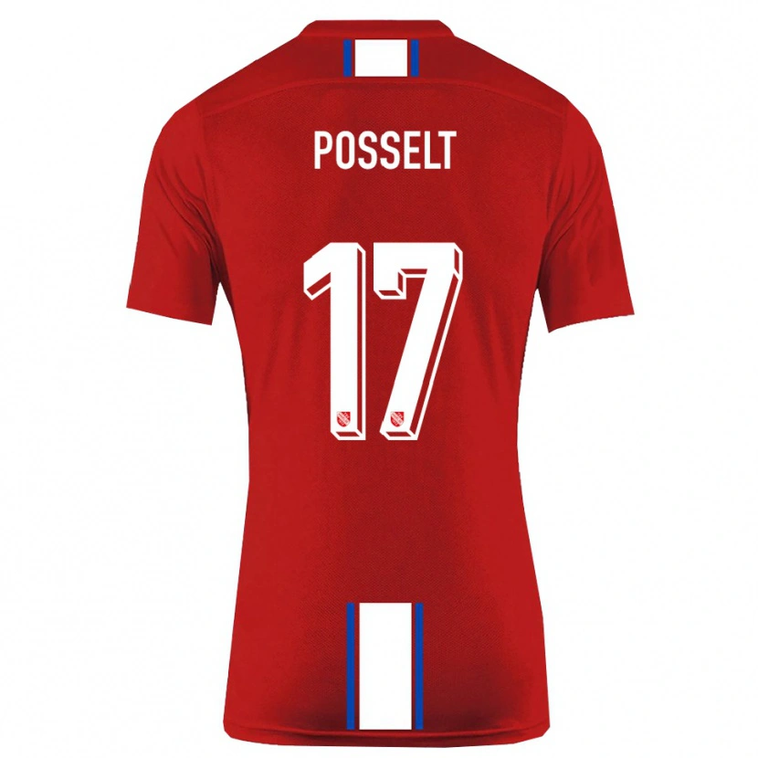 Danxen Bambino Maglia John Posselt #17 Rosso Bianco Kit Gara Home 2025/26 Maglietta