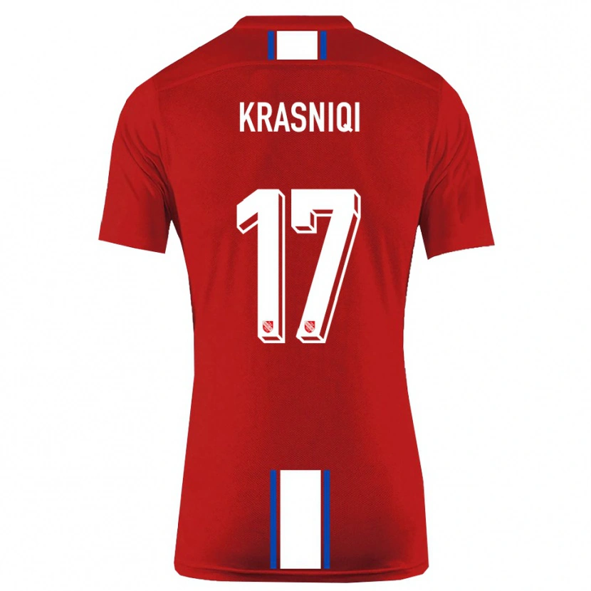 Danxen Bambino Maglia Ermal Krasniqi #17 Rosso Bianco Kit Gara Home 2025/26 Maglietta