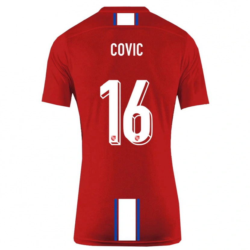 Danxen Bambino Maglia Rayen Covic #16 Rosso Bianco Kit Gara Home 2025/26 Maglietta