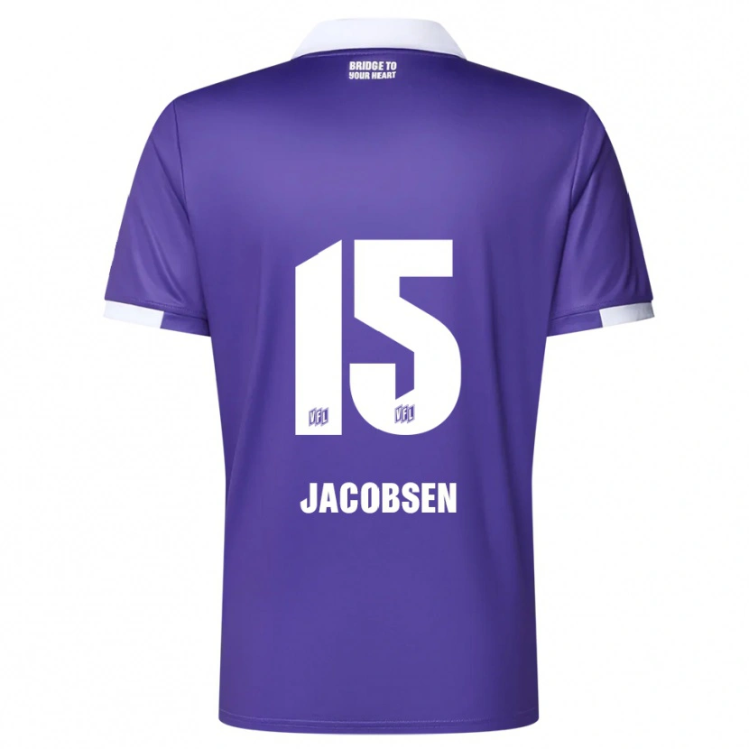 Danxen Bambino Maglia Bjarke Jacobsen #15 Viola Bianco Kit Gara Home 2025/26 Maglietta
