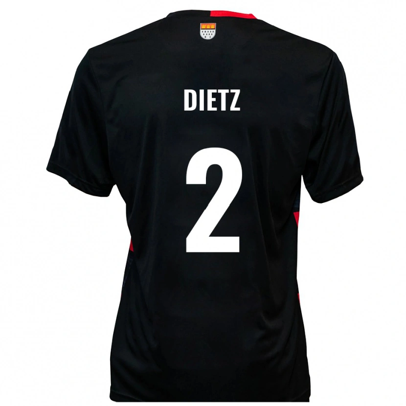 Danxen Bambino Maglia Lars Dietz #2 Nero Rosso Kit Gara Home 2025/26 Maglietta