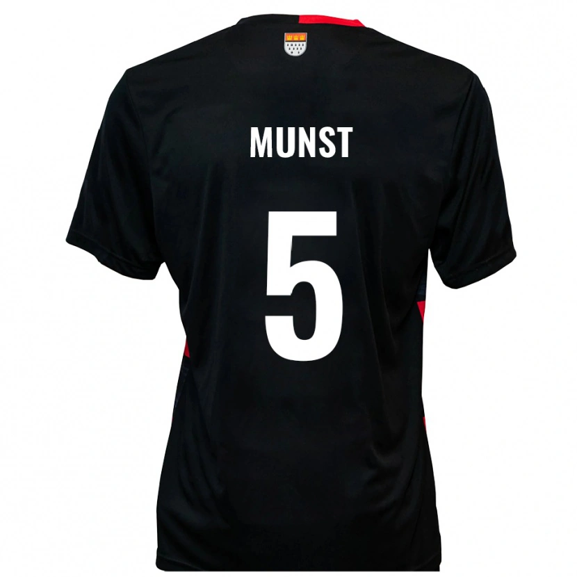Danxen Bambino Maglia Leonhard Münst #5 Nero Rosso Kit Gara Home 2025/26 Maglietta